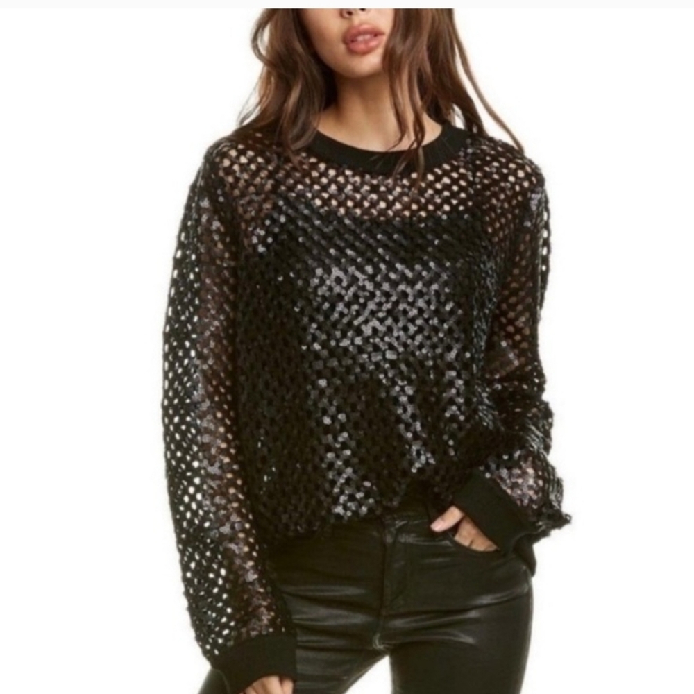 Tory Burch NWT Lansing Open Knit Sequin Mesh Sweater